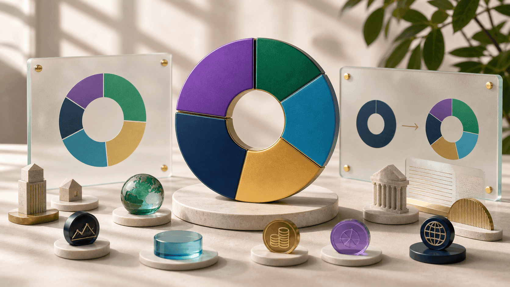 A pie chart showing a diversified portfolio allocation