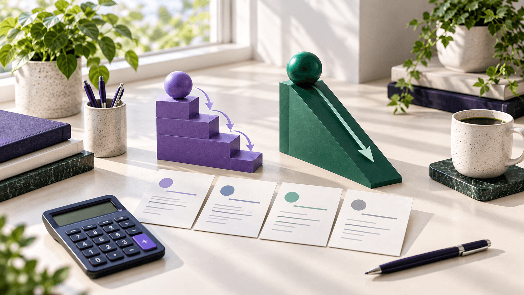 Four debt statements arranged from smallest to largest beside a snowball payoff plan